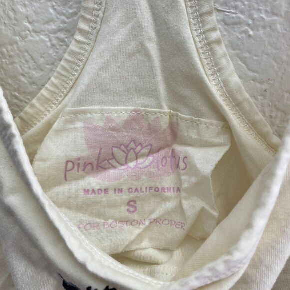 Pink Lotus Boston Proper Tank Top Size Small Off-White Built In Bra Sleeveless - Picture 2 of 4